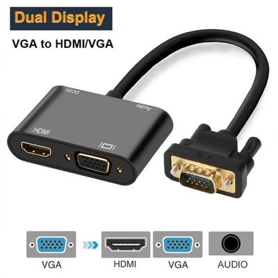 Adaptér 3 v 1 Vga Vga na HDMI-kompatibilní+vga+audio Víceportový Displej Audio Synchronizace
