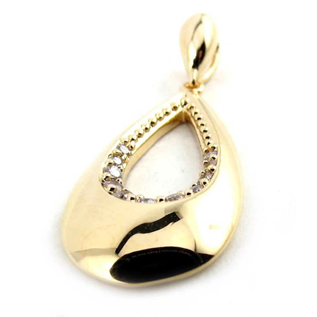 Les Trésors De Lily [N1532] - Pendentif Plaqué Or 'Sissi' blanc doré - 30x12 mm