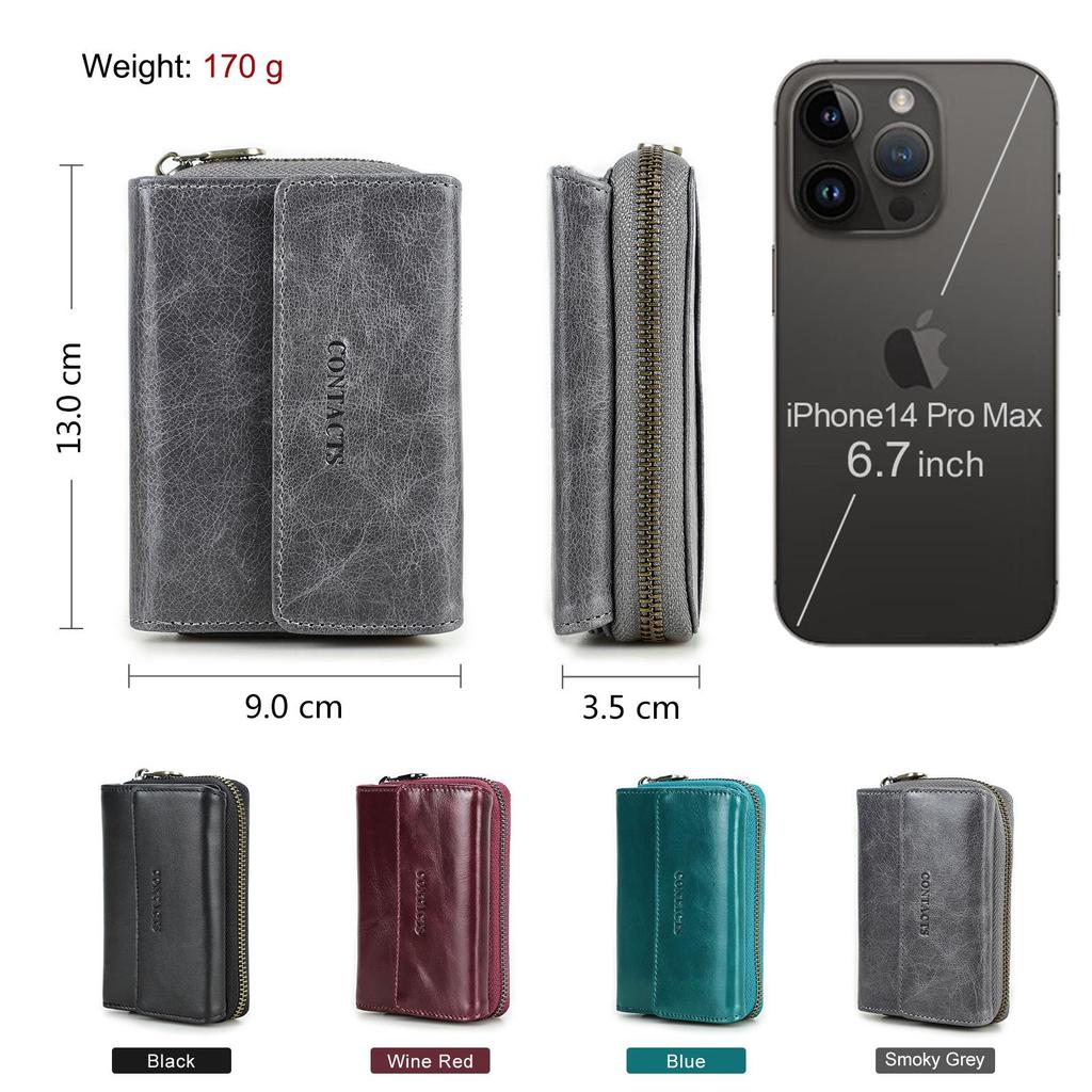 CONTACT'S Genuine Leather Women Wallets Short Bifold Wallet With Coin Purse Card Holder Small Money Bag