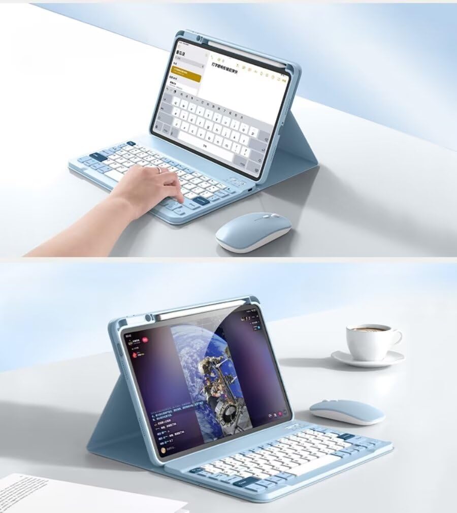 GOOVEN Stylish Keyboard Case for iPad Air 11 with Mouse and Pencil Storage on Compatible with iPad Air 11 and 1st Bluetooth Wireless Keyboard with