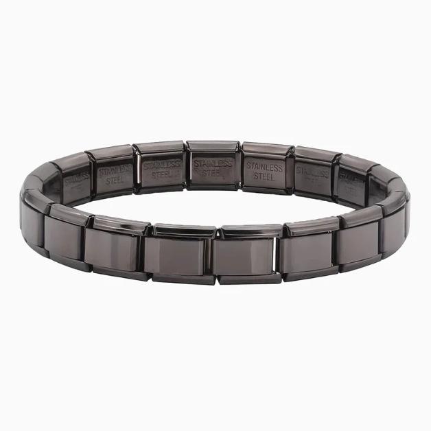 Italian Stainless Steel Love Heart & Star Modular Bracelet - Detachable Elastic Watch Band, European & American Fashion.