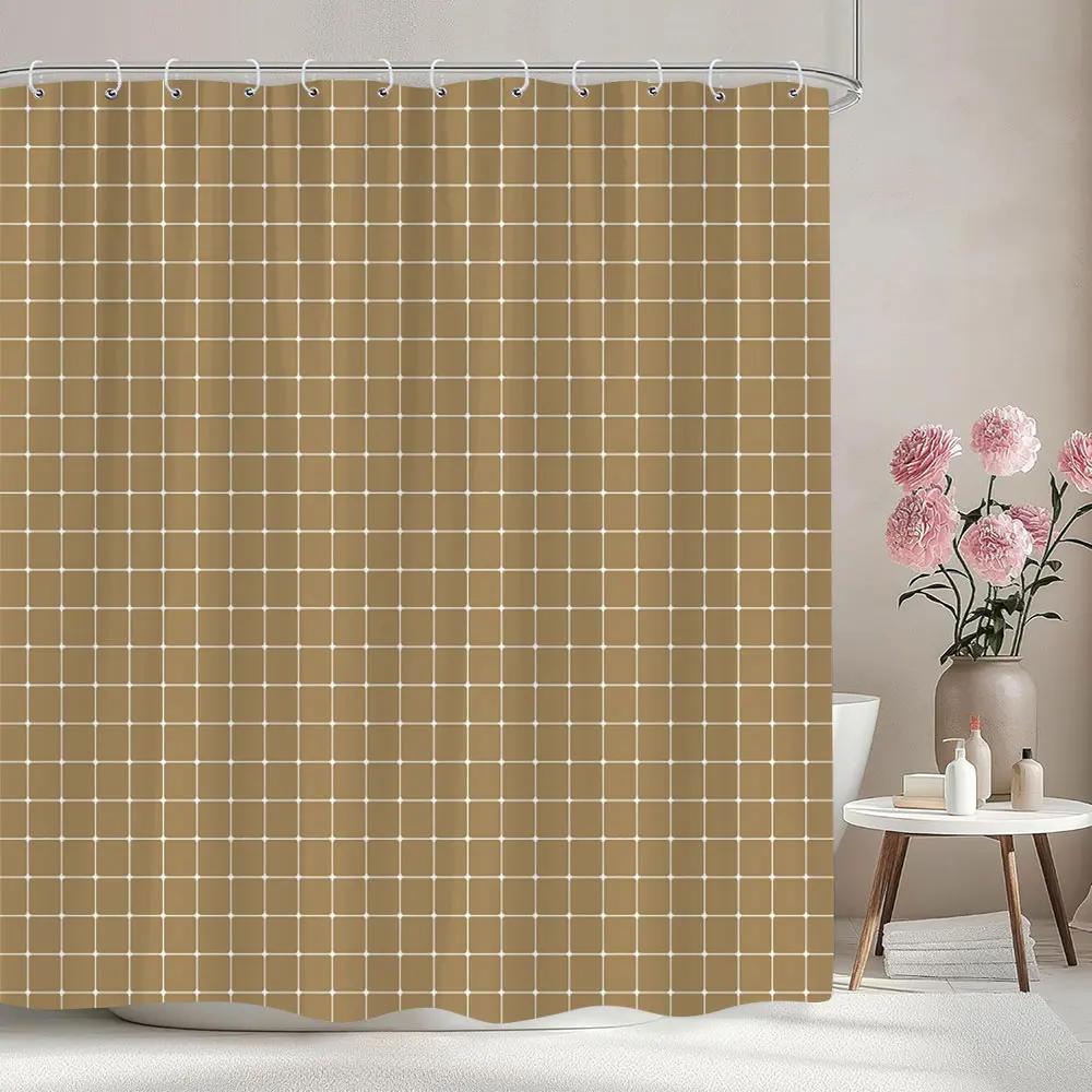 Solid Colour Chevron Shower Curtain Black White Lines Geometric Shapes Simple Modern Style Polyester Bath Curtain Bathroom Decor