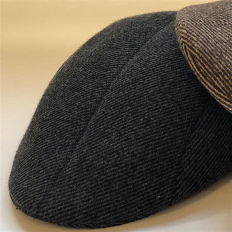 2024 Autumn/Winter Men's Woolen Beret: Warm, Thickened Duckbill Hat for Middle-Aged & Elderly.