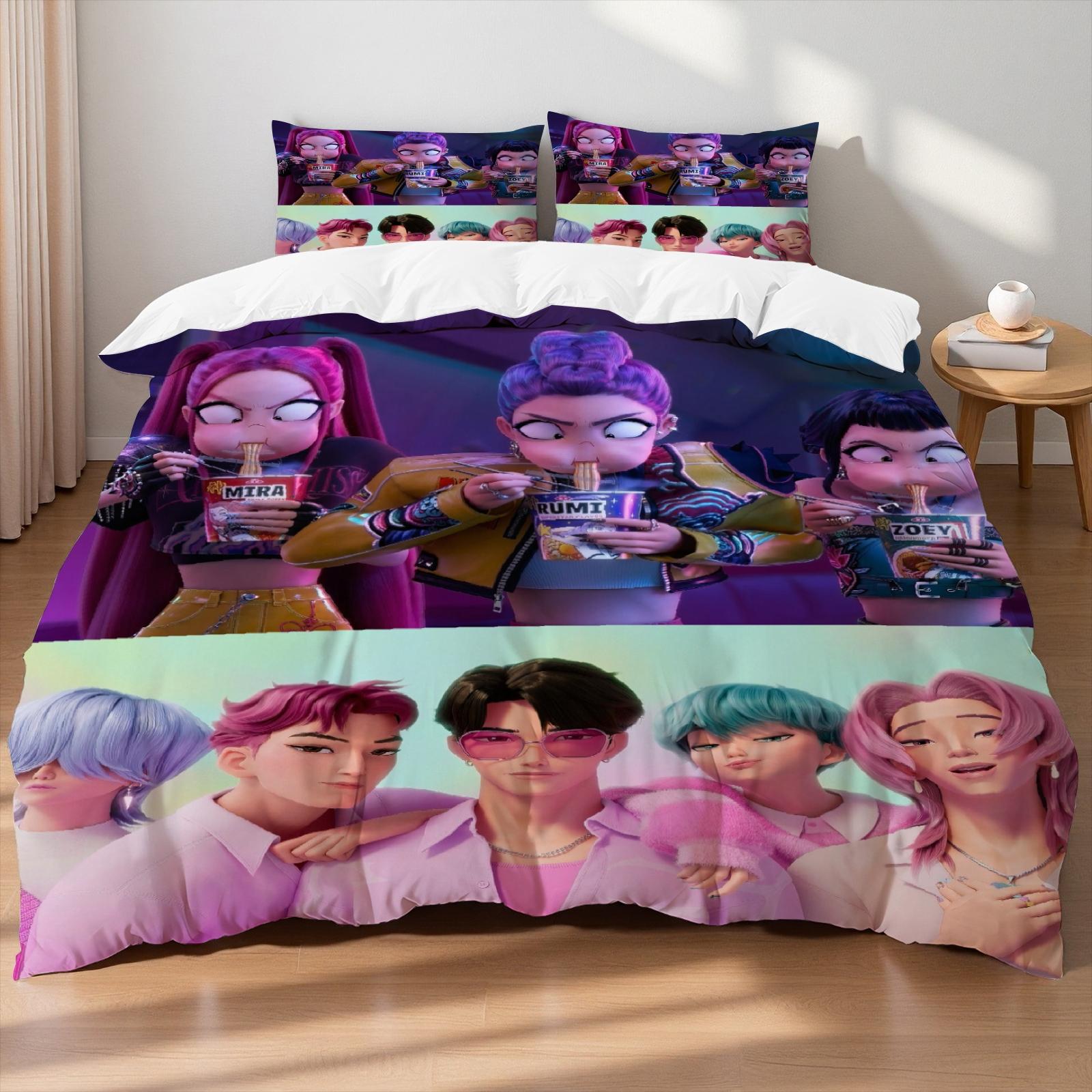 

Zoey Demon Hunters K-pop Girls Boys Group Printed Coreless Duvet Cover Multi Size Bedroom Dormitory Holiday Bedding Decoration EU Twin(135x200cm)