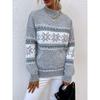 Women S Half High Neck Snowflake Pullover Knit Sweater