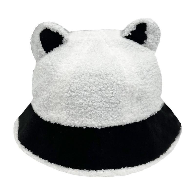 Ear Bear Winter Fisherman Hat Windproof  Warmth Plush Bucket Cap Outdoor Gift