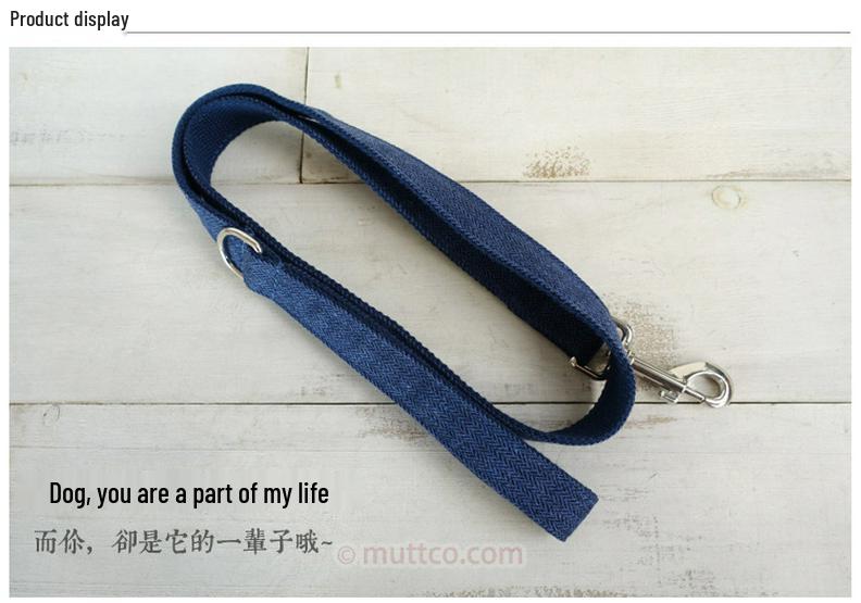 MUTTCO Dog Collar & Leash Set with Deep Blue Bow - UDC-140