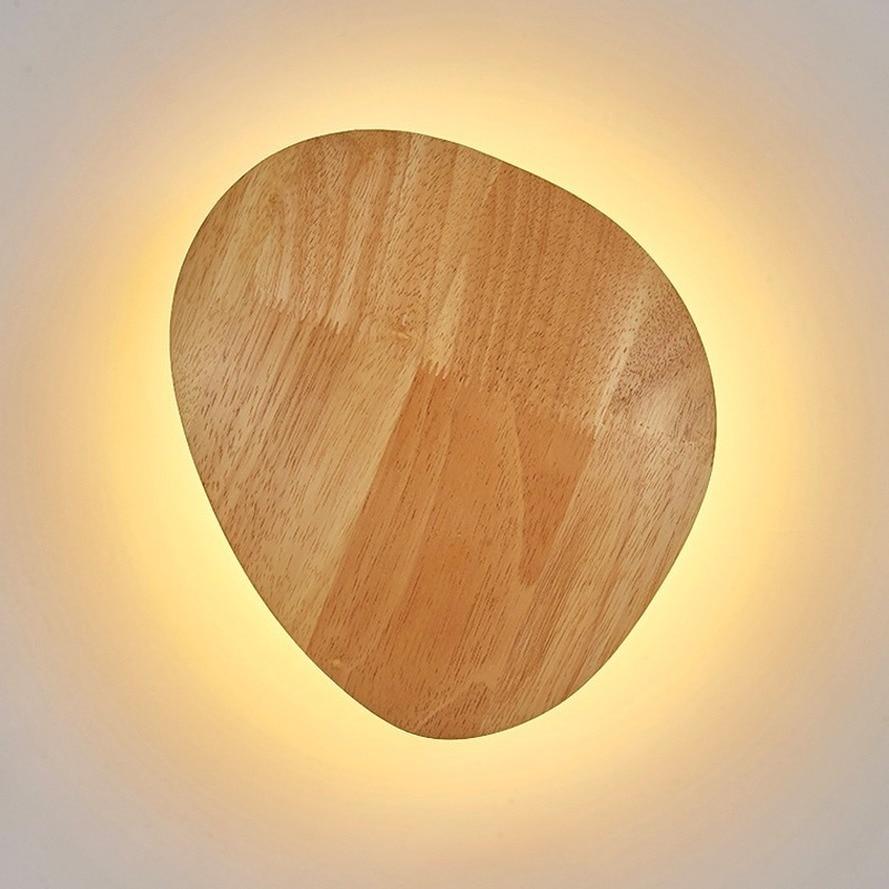 Simple style wooden craft LED wall lamp round oval shape with light source wall-mounted indoor lighting simple style Simplicity