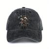 Wildflower Bouquet Print Washed Denim Baseball Cap Vintage Adjustable Cotton Outdoor Casual Hat