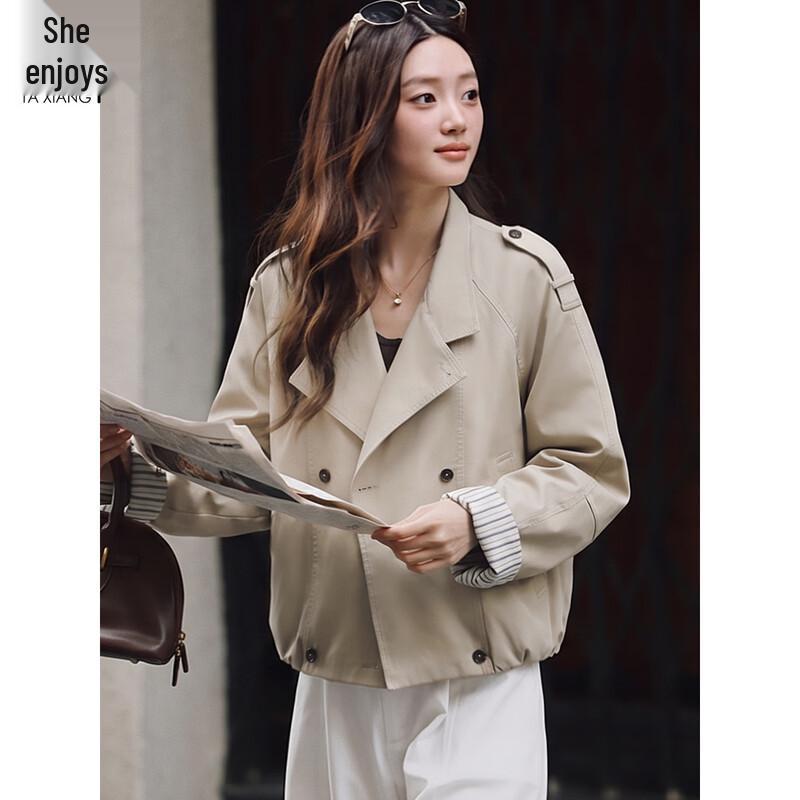 Women's Double-Breasted Short Trench Coat