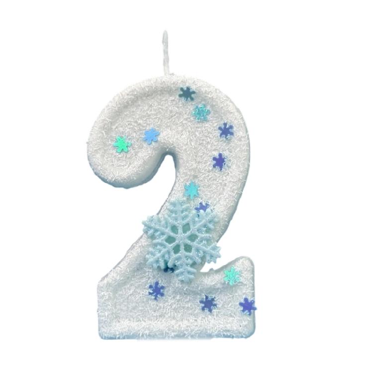 Unique Winter Snowflake Themed Birthday Candle Wax Number Candle Cake Toppers Decorations For Anniversary Parties Supplies