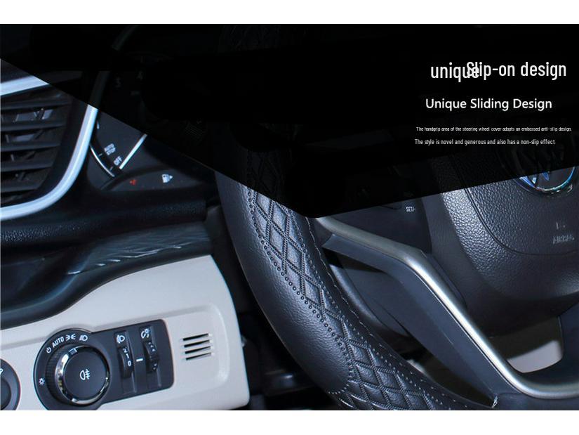 Universal Leather Car Steering Wheel Cover - All-Season Embossed Design
