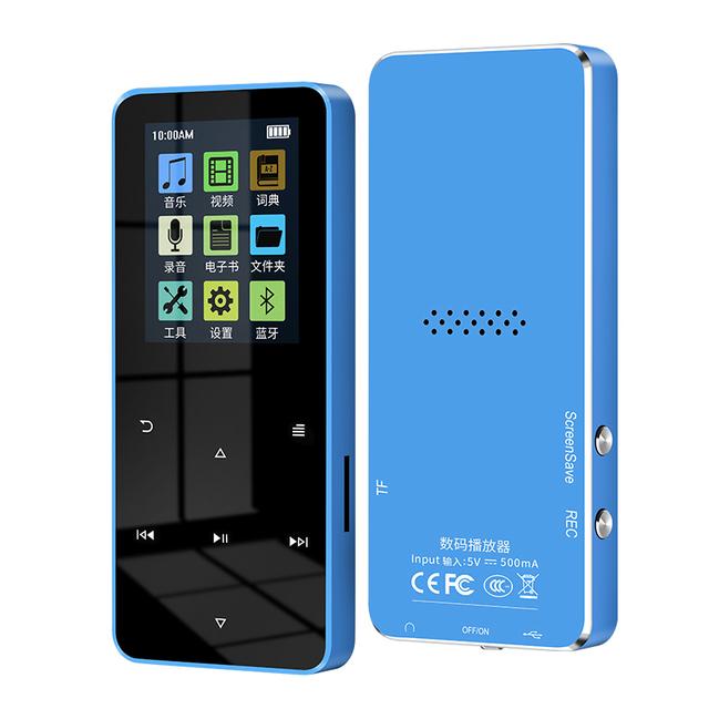 1.8 Inch Metal Touch Mp3 Mp4 Music Walkman Player Bluetooth 5.0 Fm Radio Alarm Clock Pedometer E-book Built-in Speaker Audio