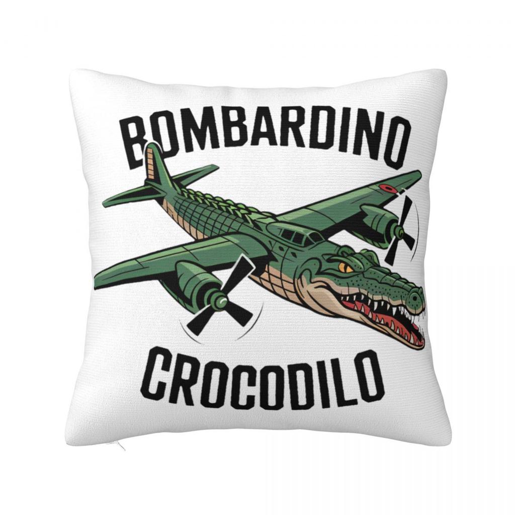 Meme Brainrot Bombardino Crocodilo Poszewka na poduszkę Pokrowiec na poduszkę Kreatywny Zamek Błyskawiczny Poszewka na poduszkę do rzucania Pokrowiec na siedzisko 45x45cm