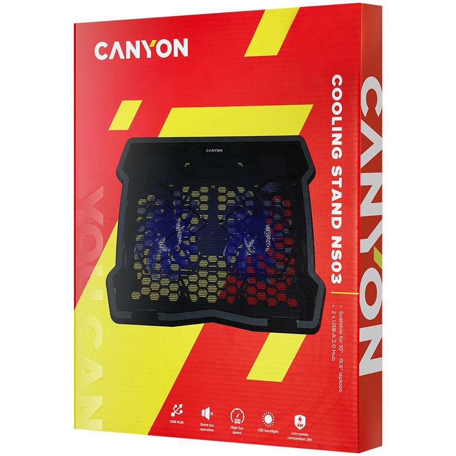 Canyon Podstawka Chłodząca Ns03 2 Wentylatory 2Usb Led Czarna
