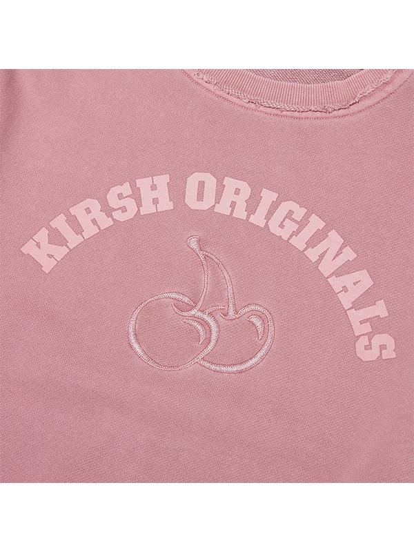 KIRSH Pigment Dyed Arch Cherry Crop Sweatshirt [Pink]