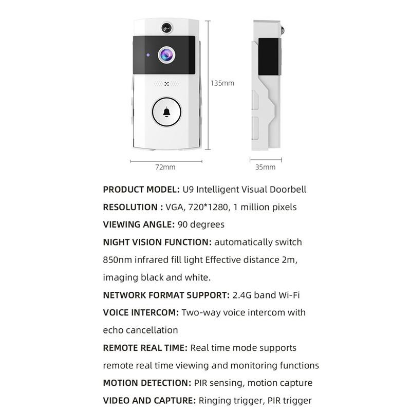 New Home Doorbell High-definition Wireless Video Doorbell with A Solar-powered Rain Cover Smart Doorbell Voice-changing Intercom Surveillance Camera
