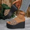 Slippers for Women Fashion Wedge Heeled Sandals Summer Open-toe Casual Slides Outdoor Non Slip Platform Slippers Chaussons Femme