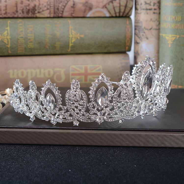 New bridal jewelry simple alloy rhinestone crown wedding headdress hair accessories wedding dress accessories