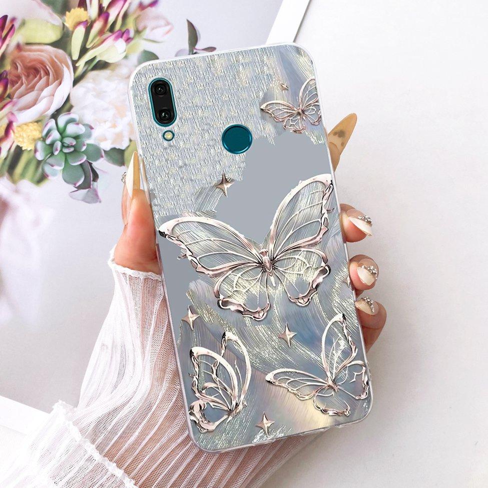 For Huawei Y9 2019 Case Cover Transparent Cute Cat Fashion Butterfly Funny Painted Casing For Huawei JKM-LX1 JKM-LX2 JKM-LX3