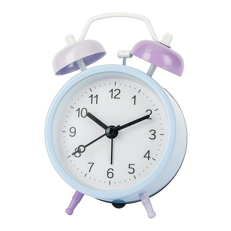 Candy Color Contrast Creative Alarm Clock for Children's Early Education Clock for Getting Up Metal Ring Clock