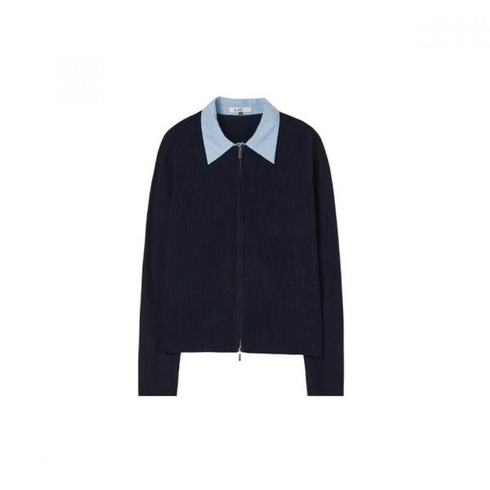 

Lap Color Collar Knit Zip Cardigan As1kg221 GE (gray)/FF
