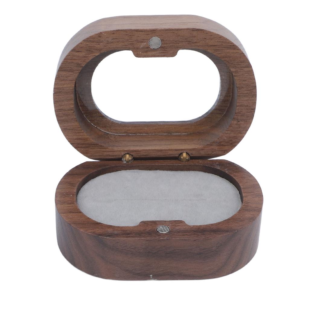 Trälåda för ringar Retrostil Kompakt Bärbar Magnetisk Stängning Ringhållarlåda för Daglig Användning Bröllop