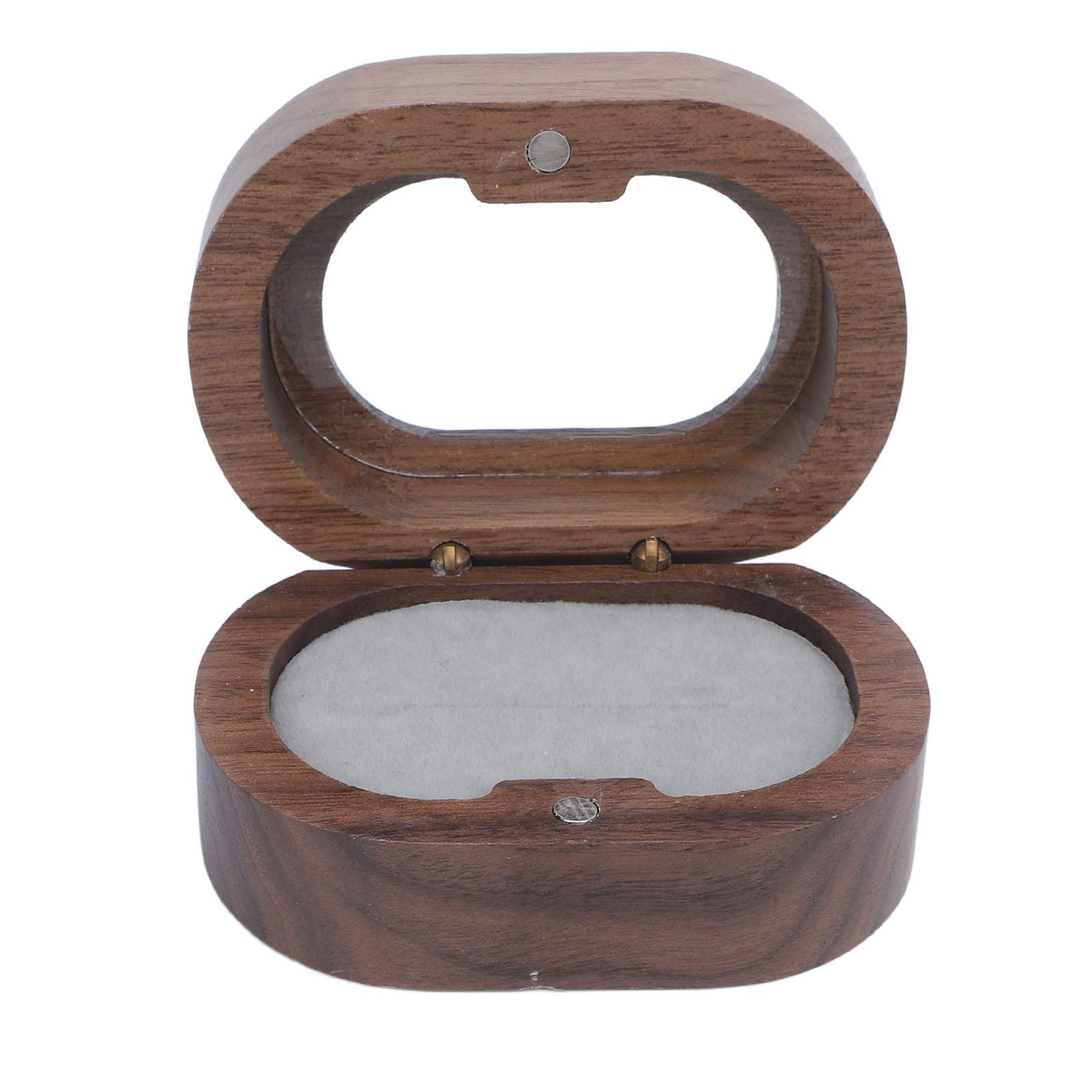 

Деревянная шкатулка для колец в стиле ретро, компактная портативная магнитная застежка, держатель для колец, коробка для ежедневного использования, свадьба