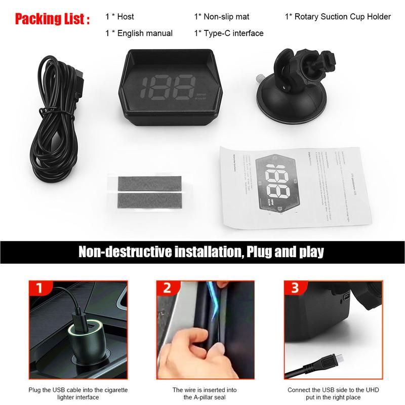 G20 Head Up Display With USB Connection HUD Speedometer Compass GPS Car Projector Overspeed Alarm Mph Kmh HD Display