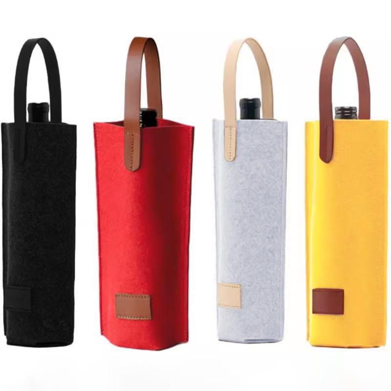 1 Stück Weintasche Filz Einzel-/Doppelflasche Isoliert Tragetasche Flasche Weinträger Tasche Gepolsterte Weinkühltasche Weihnachtsgeschenk für Weinliebhaber