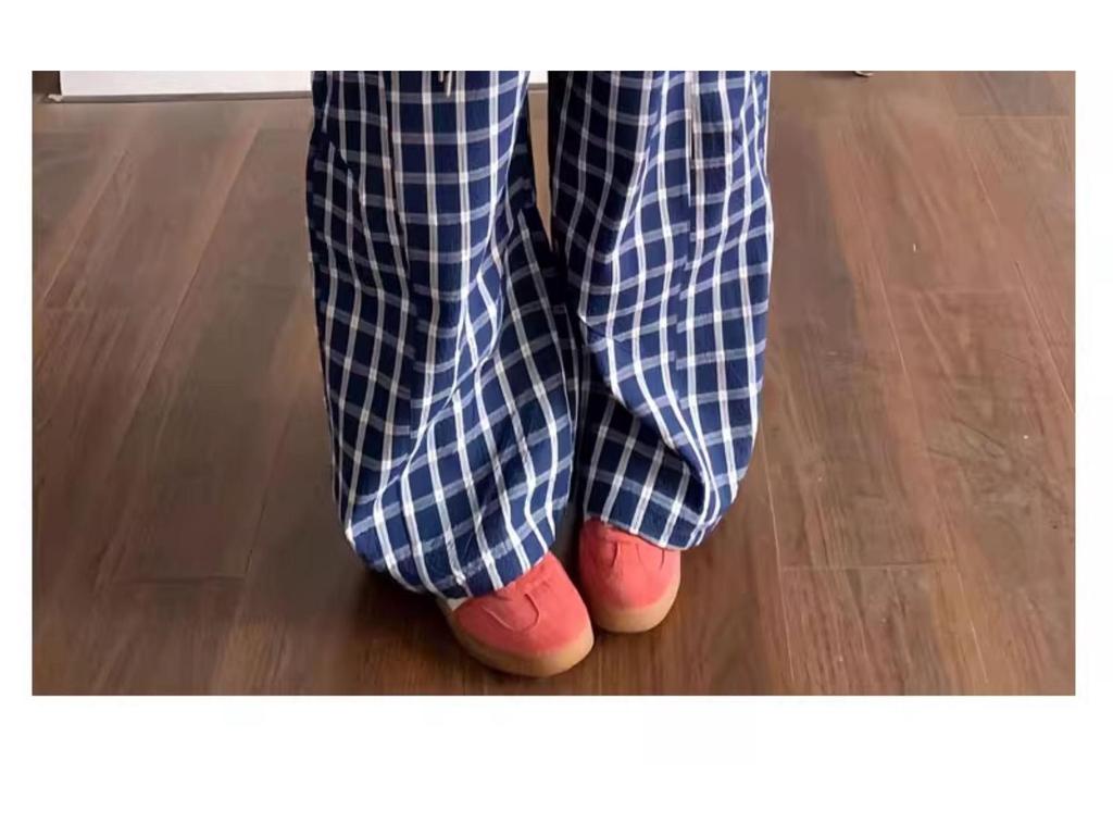 2026 Summer Women's Plaid Patchwork Scalloped Pants
