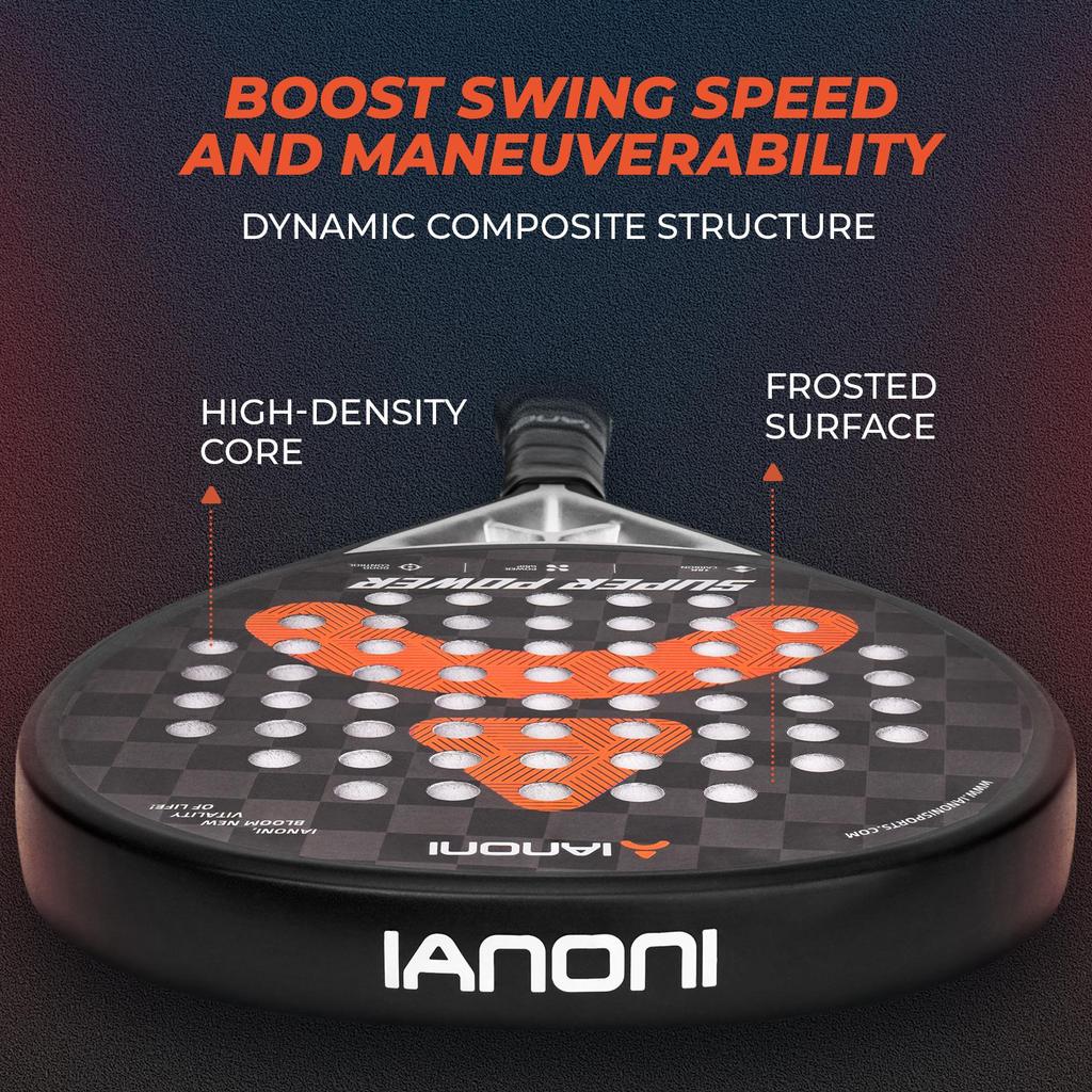 IANONI ORANGE SUPER POWER Negru&Albastru 38mm 360g Rachete Padel Fibră de Carbon 18k Suprafață Rugoasă Raqueta Paddle Racket