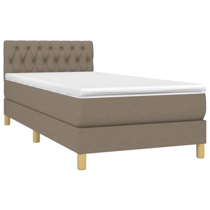 VidaXL Lit à sommier tapissier avec matelas Taupe 80x200 cm Tissu 3140813