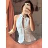 Summer New Vintage Style Halter Neck Off-Shoulder Slim-Fit Tank Top For Women Stylish Casual Girls Sleeveless Shirt