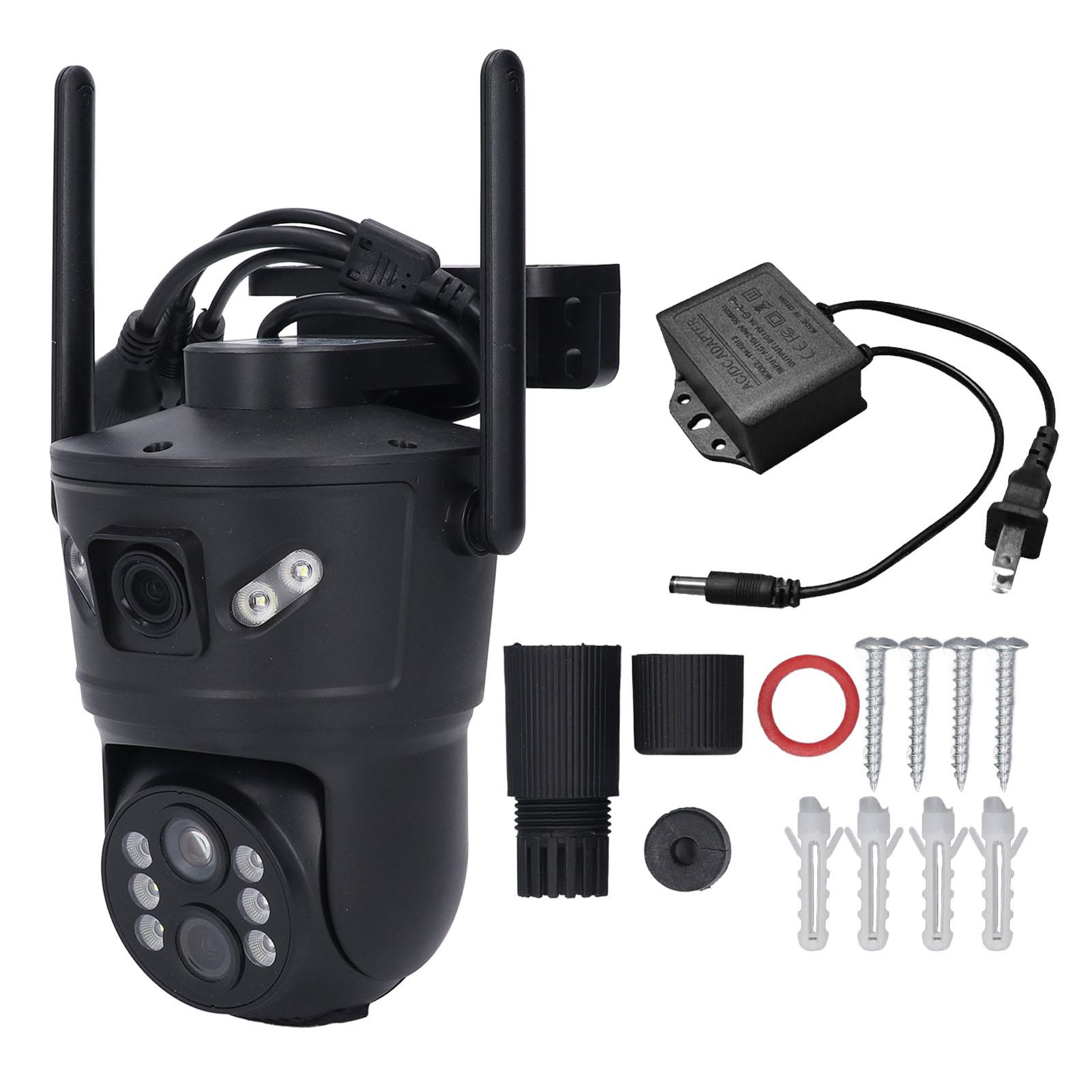 

Зовнішня камера відеоспостереження, 2-мегапіксельна потрійна лінза, огляд на 360 градусів, двостороння розмова, виявлення руху, IP66, водонепроникність US Plug