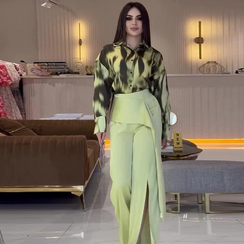 2024 Herbst Damenmode Druck Zweiteiliges Set: Leicht Reifer Stil Top und Lässige Lange Hose