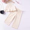 Summer Children Cute Flounder Hem Suspender + Broad LEG Trousers GIRL Casual Top