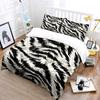 Black white abstract fur pattern Bedding Set for Kids Luxury Gift 3pcs Digital Print Comforter Set Soft Comfortable Breathable