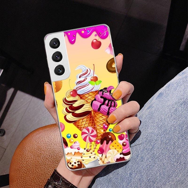 Macaron Eiscreme Kuchen Donut Handyhülle Für Samsung Galaxy S24 S25 Edge S26 Ultra S23 S22 S21 Plus S20 FE + Personalisierter Aufdruck