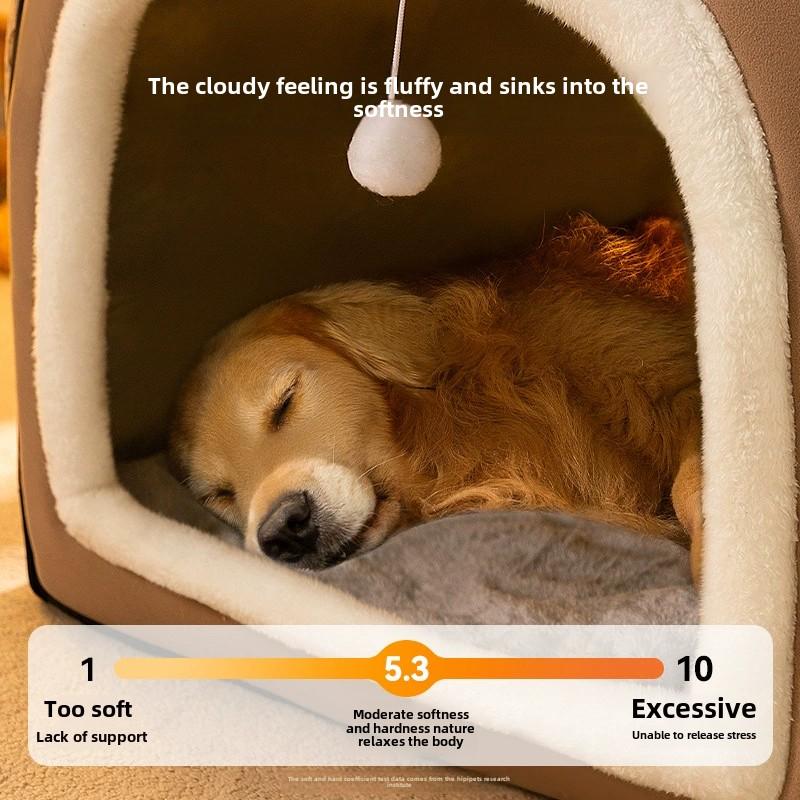 Warme Winter Hundehütte Abnehmbares Waschbares Hundebett Tiefschlafzelt für Mittelgroße und Große Hunde Hausmatte Haustierbedarf