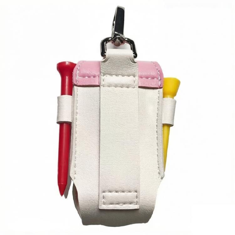 PU Leather Golf Ball Pouches With Keychain Hook Waterproof Golf Ball Organiser Bag for Small Accessories Management