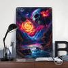Totenkopf Mond Landschaft Blechschild Poster Personalisierte Wandkunst Retro Vintage Metallschilder für Man Cave Raumdekor Männer Kaffee Bar Zuhause