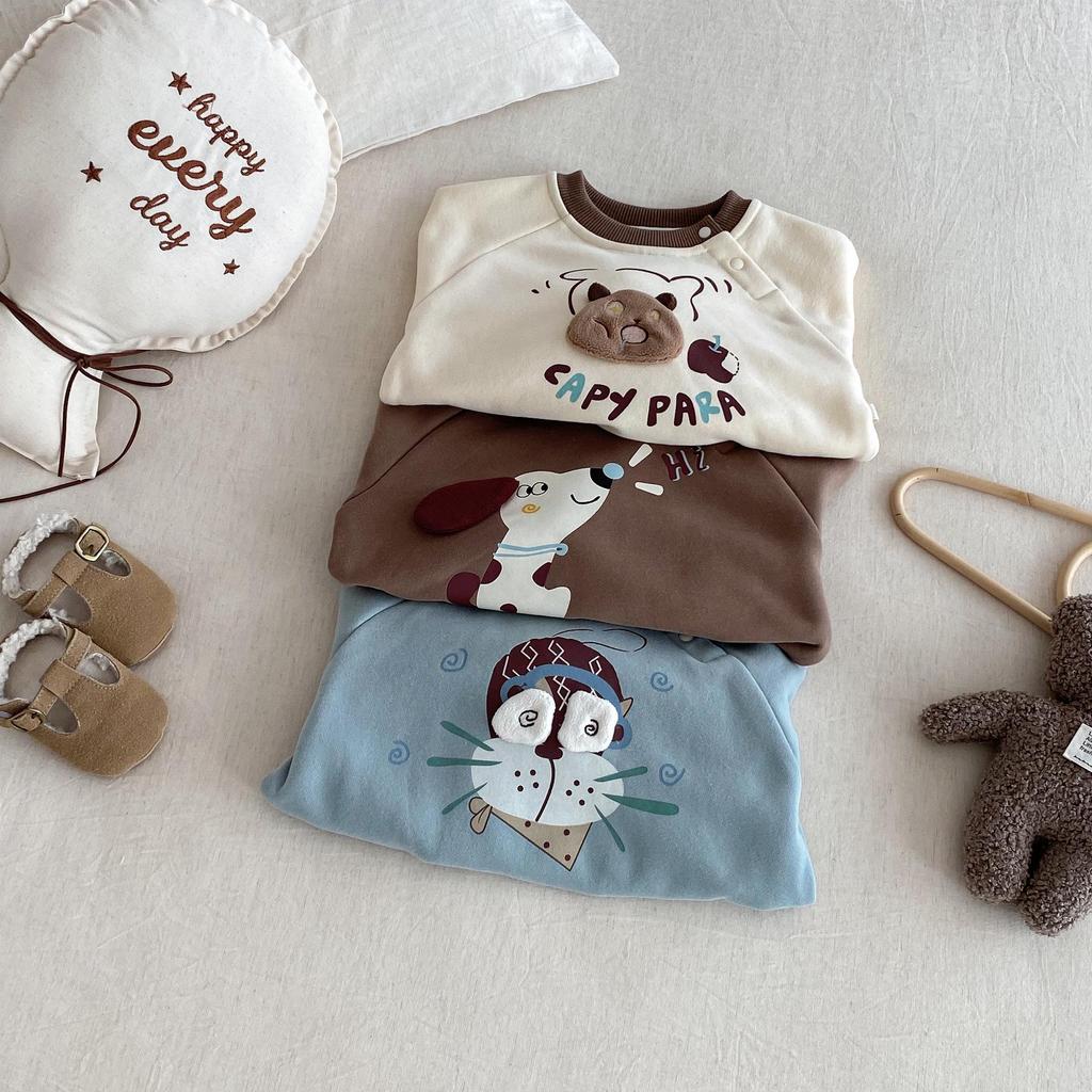 2025 Kids' Korean Style Winter Sweatshirt - Boys' Fashion Print & Girls' Cute Pullover