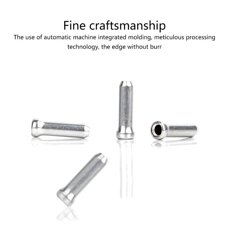 100 Pcs Bike Cable End Caps Aluminum Alloy Cable End Crimps Brake Cable End Tip
