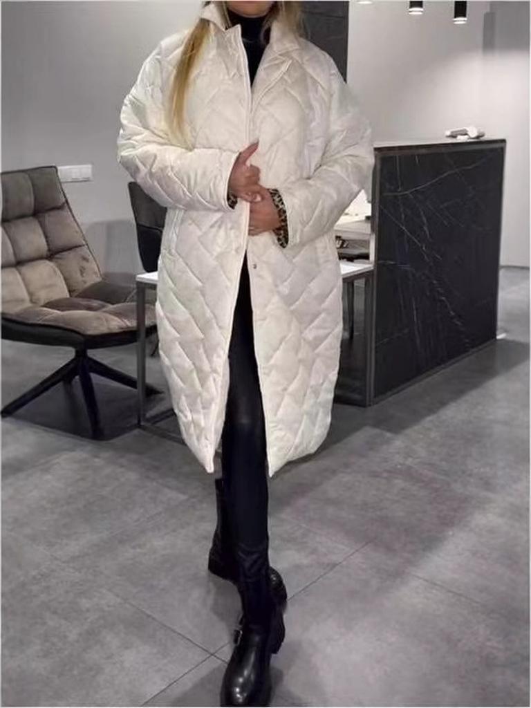 Shiny Velvet Coat New Style Long Length Over-Knee Pinstripe Cotton Loose Warm Coat