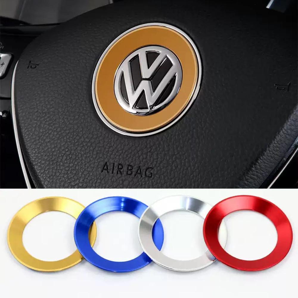 Aluminium Trim Car Steering Wheel Cover Logo Ring For VW Golf 6 7 Polo Tiguan Passat B6 B7 Touran Scirocco Beetle Jetta Caddy CCVA6