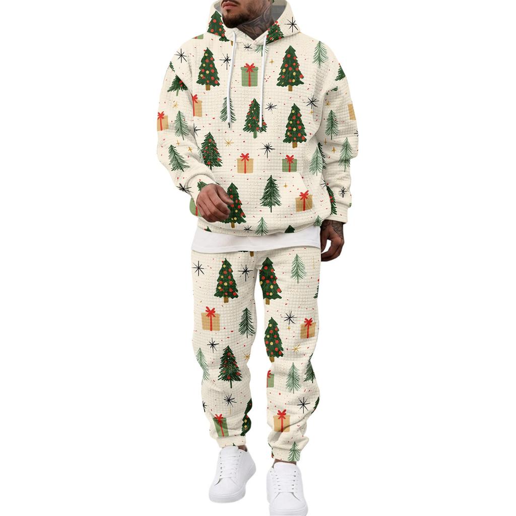 Men's Casual Sweatshirt Set with Pattern for Fall and Winter