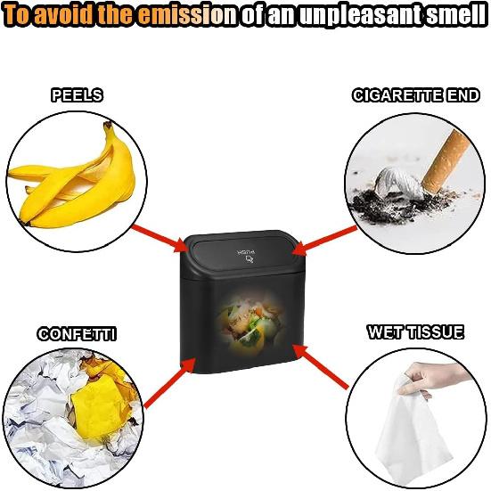 Mini Car Trash Can With Lid, Small Automotive Dustbin Garbage Container, Waterproof And Leak Resistant Car Storage Box With A Roll Of Plastic Trash