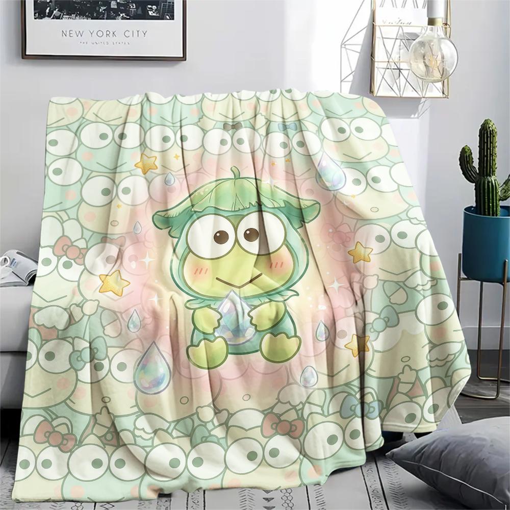 1PC Keroppi Print Flannel Blanket, High Quality All Seasons, Home Decor, Warmth and Comfort, Perfect for Christmas Gifts