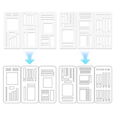 Flexible Record Template with Dot Grid 3-Pack Stencils Drafting Tools Handmade Stencil Set for Boxes Lines & Daily Planning